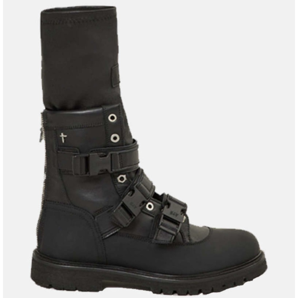 NEW RTA Magnolia Combat Black Buckle Leather Boot Italy Womens Size 36 USA 5.5/6